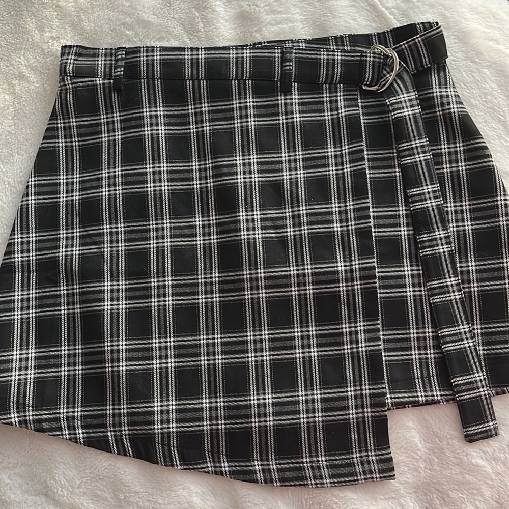 Plaid Wrap Mini Skirt
